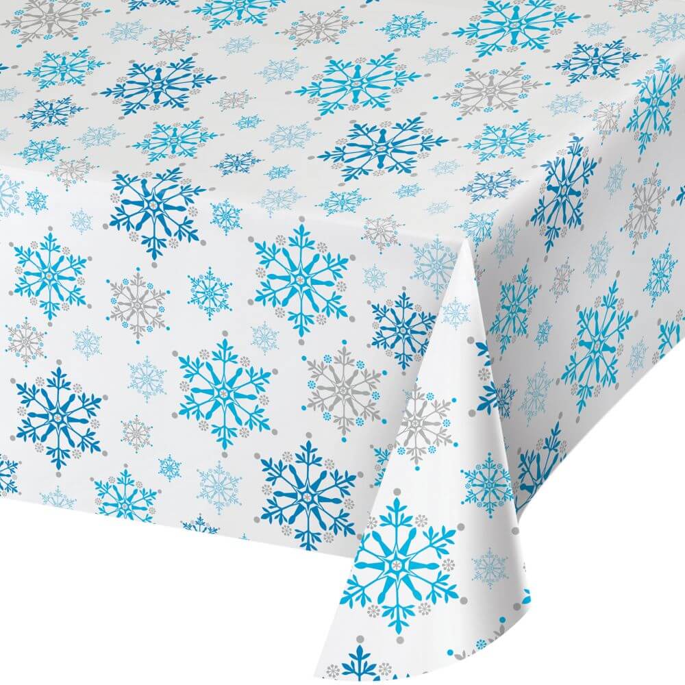 Snowflake Swirls Plastic Tablecover 54inx102in 