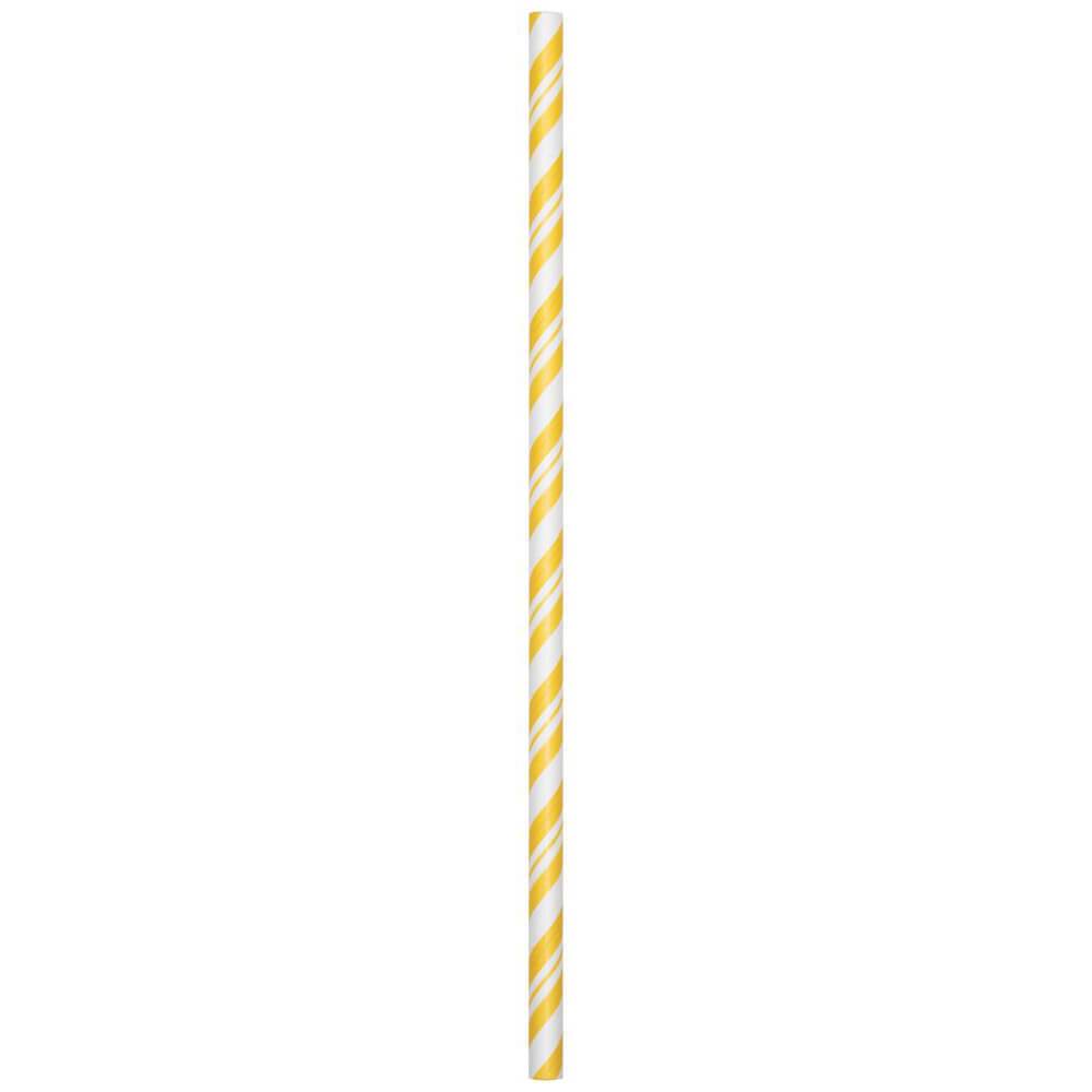 Paper Straws Stripe 24ct, School Bus Yellow 