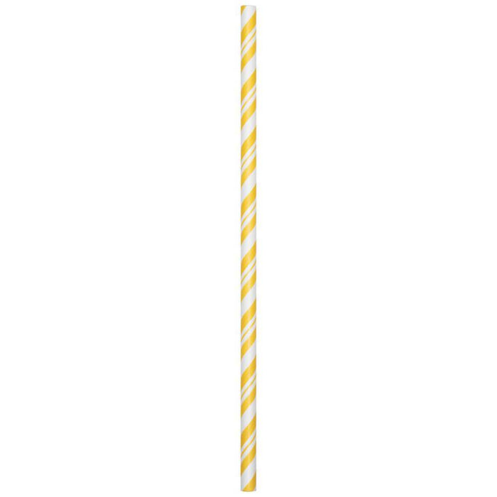 Paper Straws Stripe 24ct, School Bus Yellow 