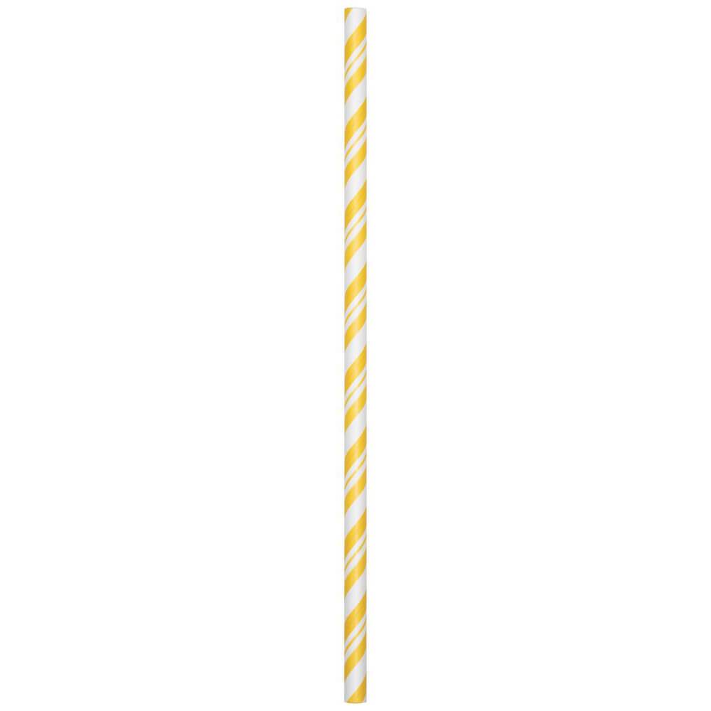 Paper Straws Stripe 24ct, School Bus Yellow 