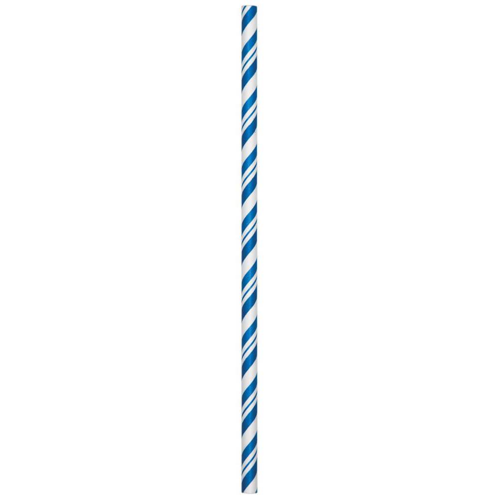 Paper Straws Striped 24ct, Cobalt 