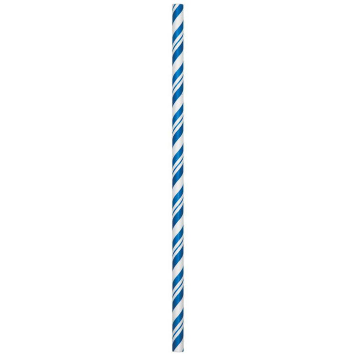 Paper Straws Striped 24ct, Cobalt 