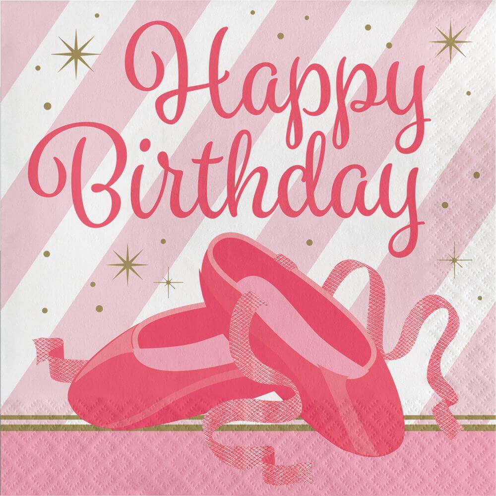 Twinkle Toes Ballerina Happy Birthday Lunch Napkins 