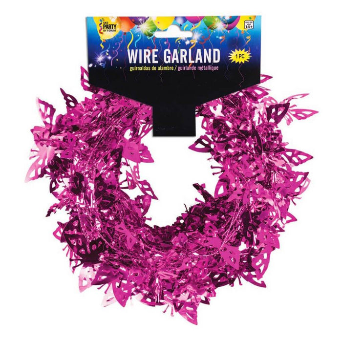 BUTTERFILY GARLAND 25' HOT PNK 