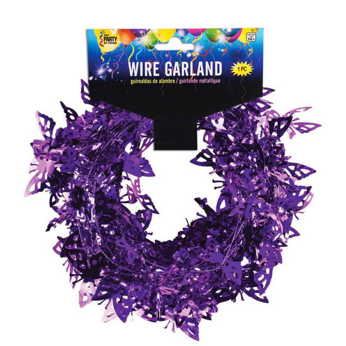 BUTTERFILY GARLAND 25' PURPLE 