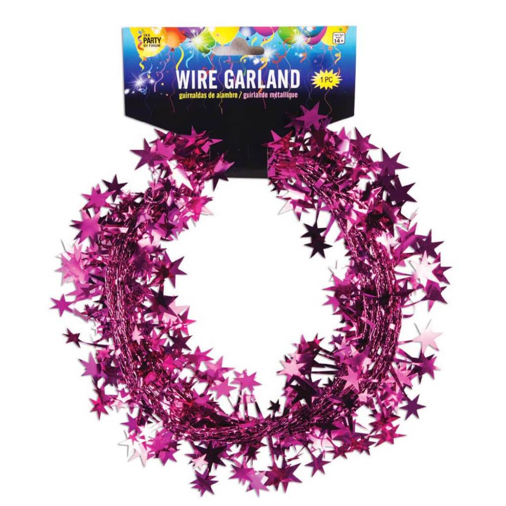 STAR GARLAND 25FT HOT PNK 