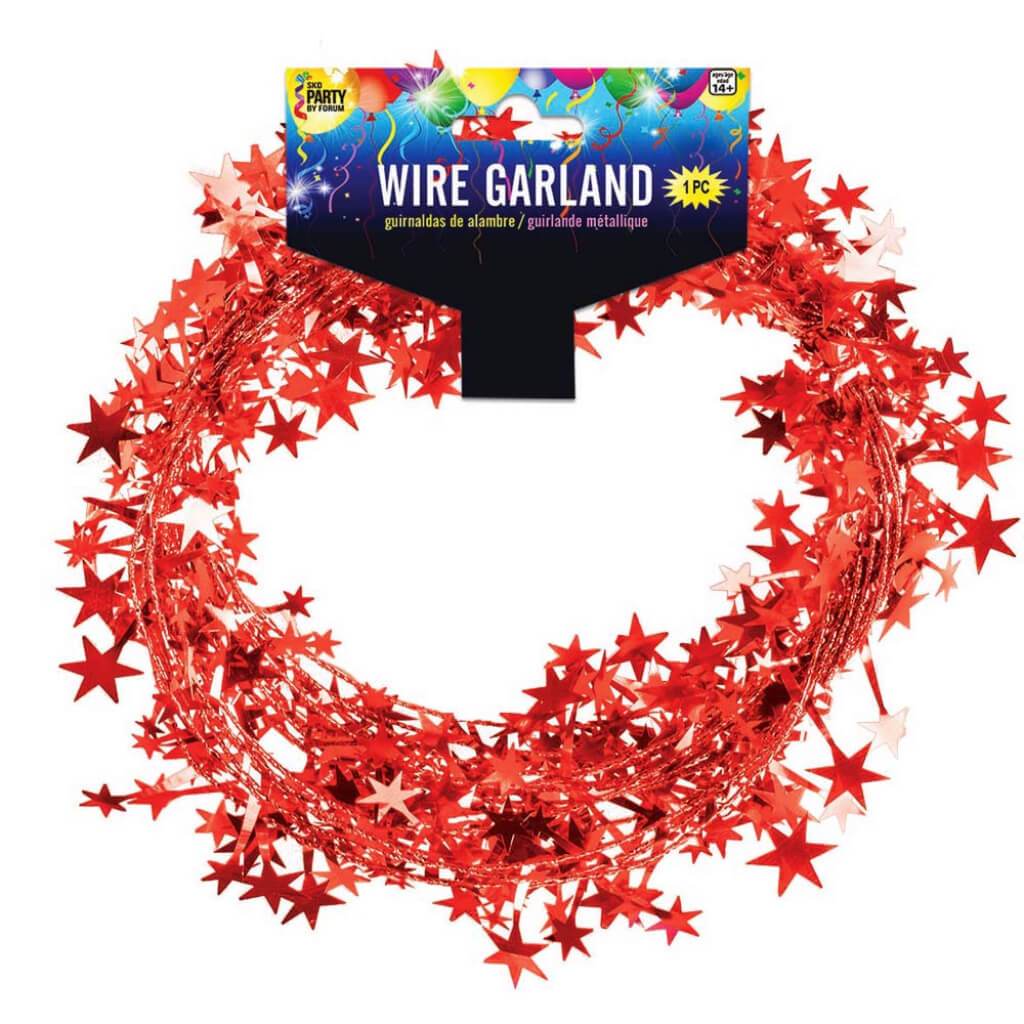 STAR GARLAND 25FT RED 