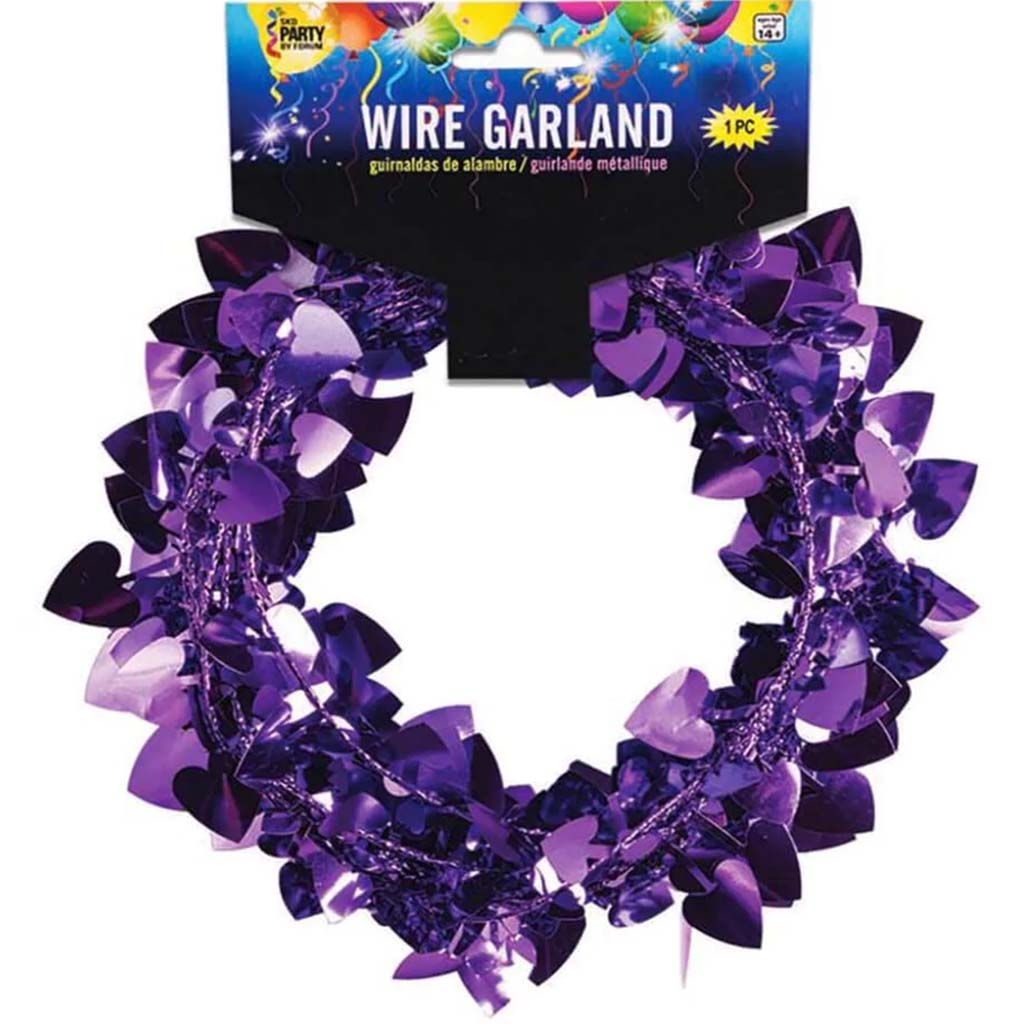 HEART GARLAND 25' PURPLE 
