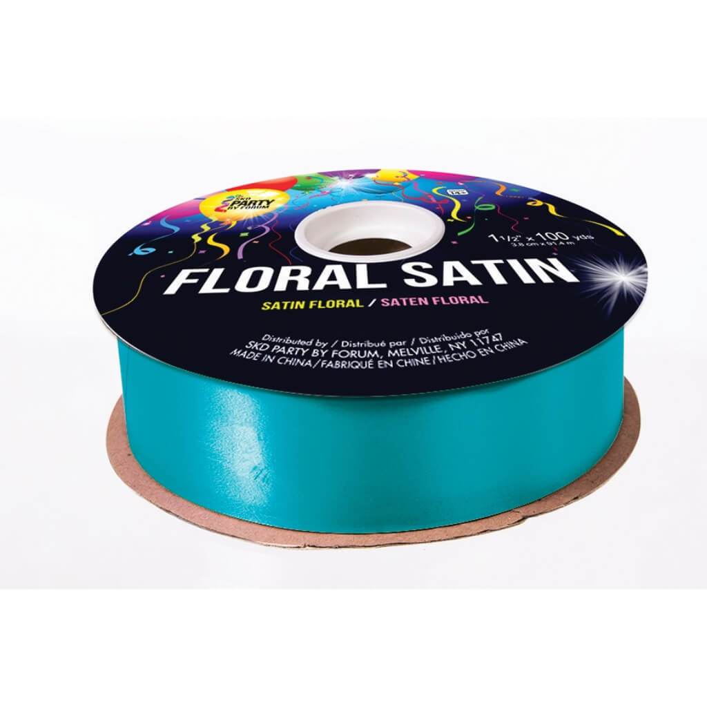 #9 SMOOTH FLORAL SATIN TURQ. 