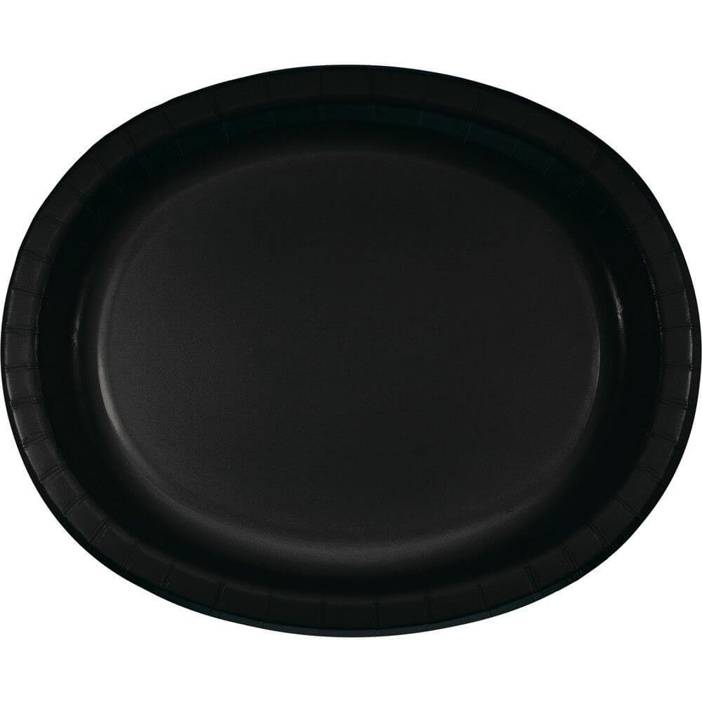 Black Velvet Oval Paper Platter 10in x 12in 8ct 