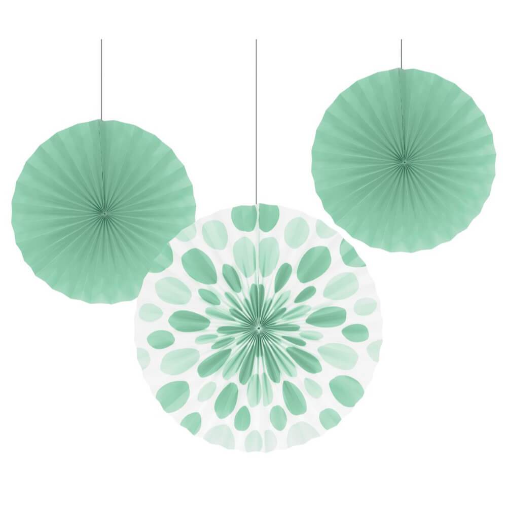 Paper Fan Fresh Mint Dots 12/16In 