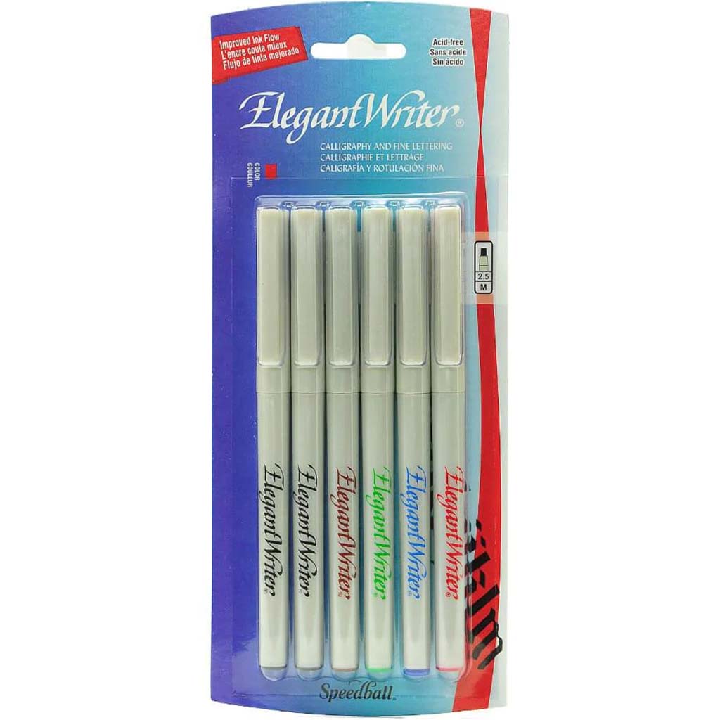 Elegant Writer Calligraphy Assorted Markers Set of 6 Medium