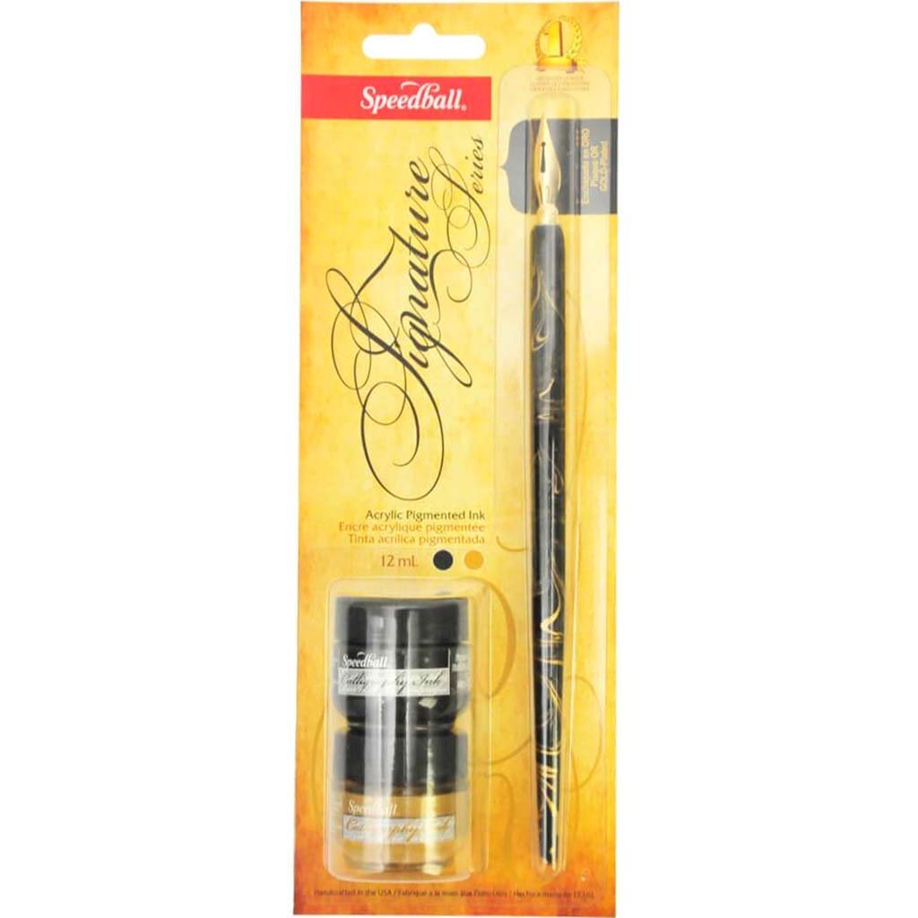 Calligraphy Set Black and Gold Ink