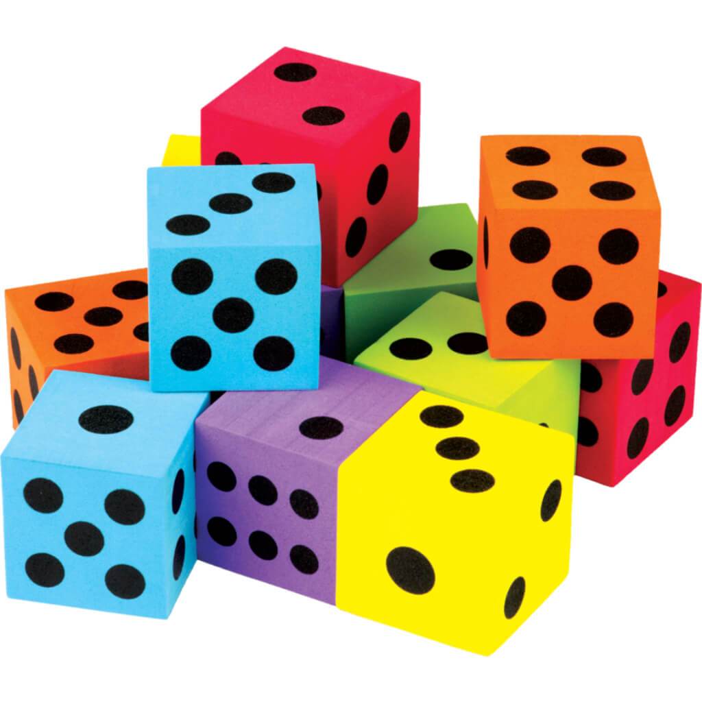 Colorful Large Dice 12-Pack 