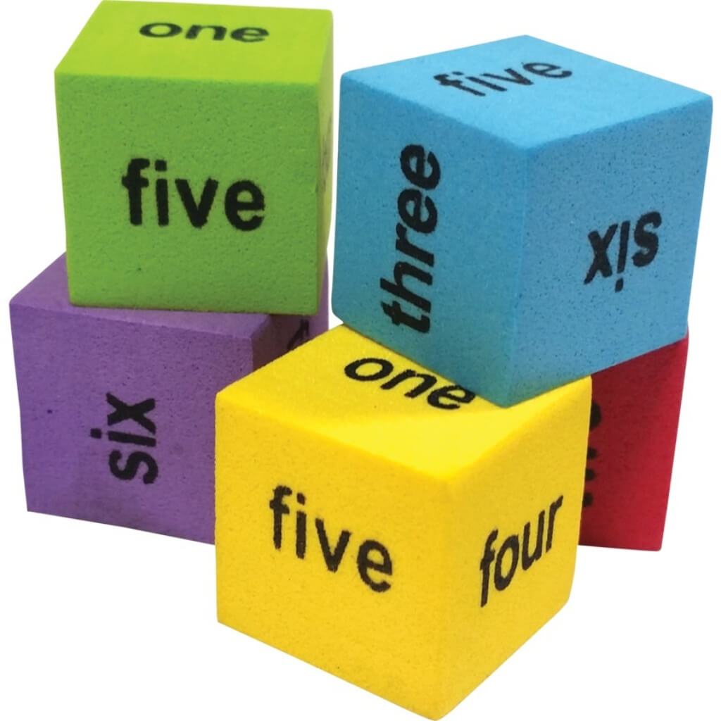 Colorful Number Word Dice 