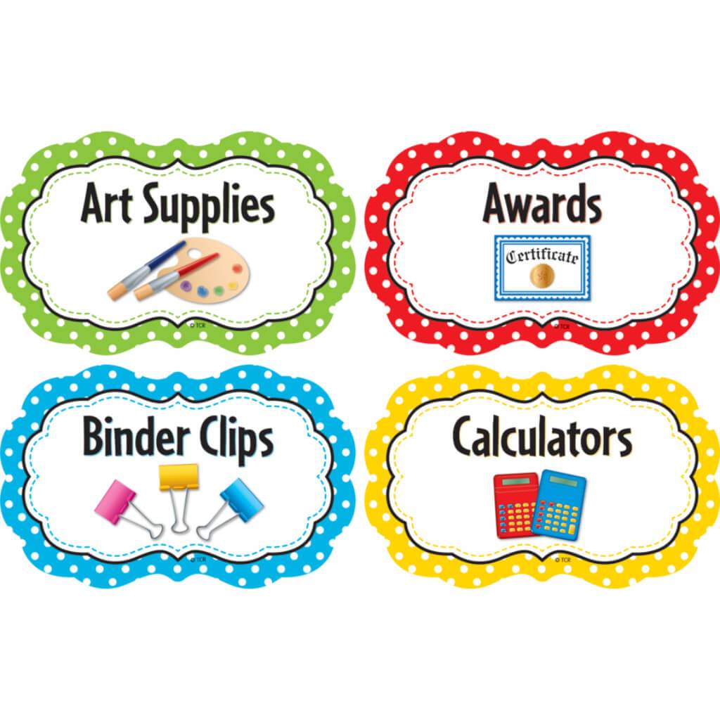 Polka Dots Classroom Supply Labels 