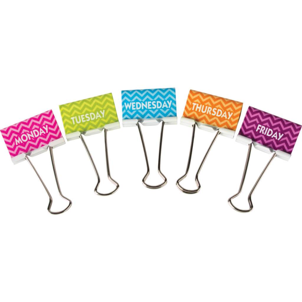 Chevron Days Of The Week Large Binder Clips 