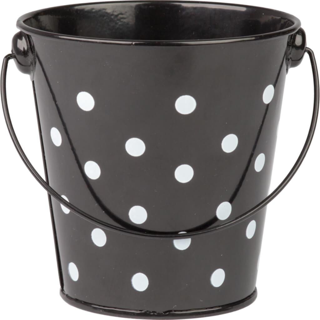 Black Polka Dots Bucket 4x4 inches