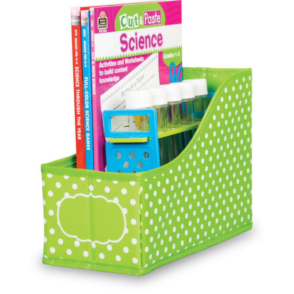 Lime Polka Dots Book Bin 