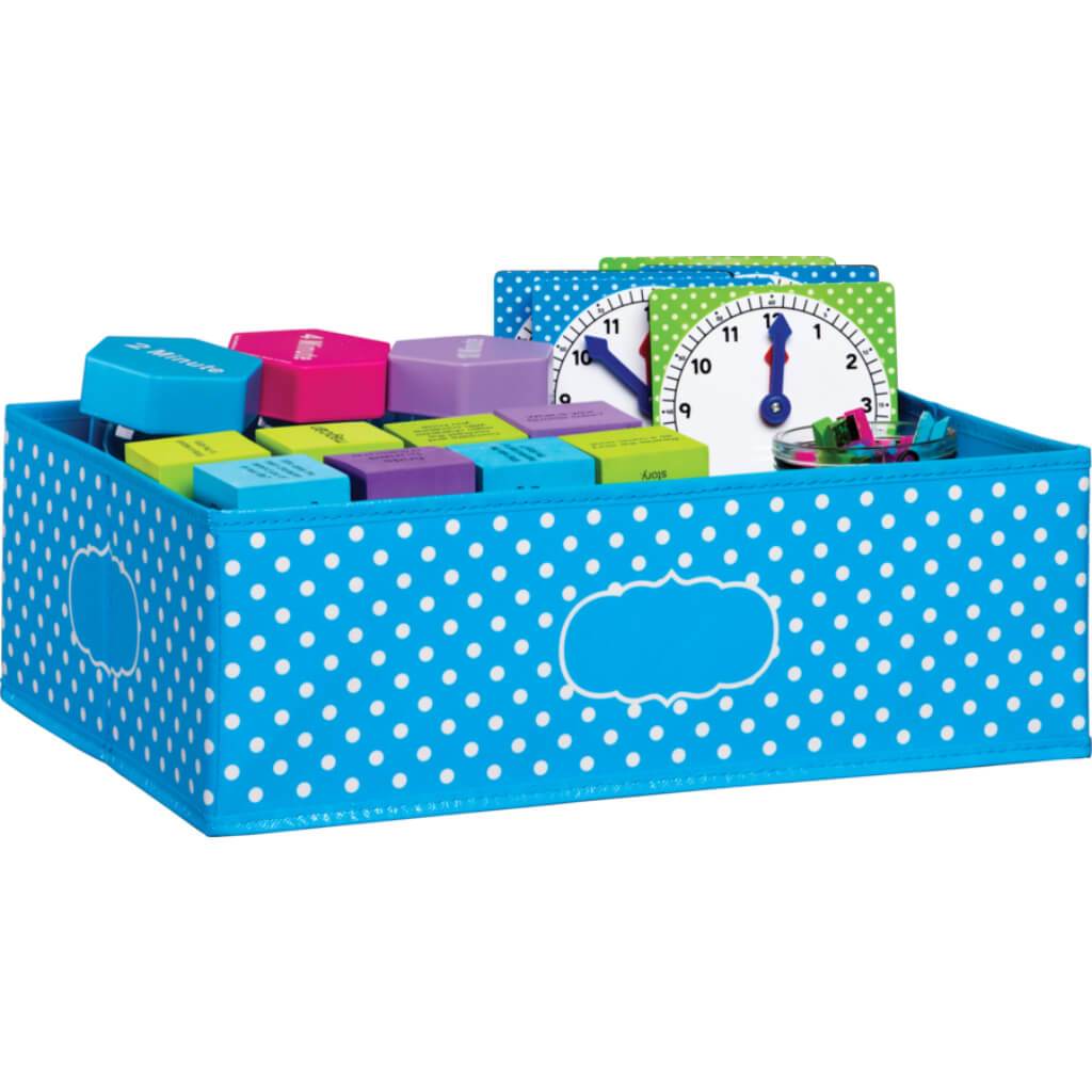 Aqua Polka Dots Storage Bin