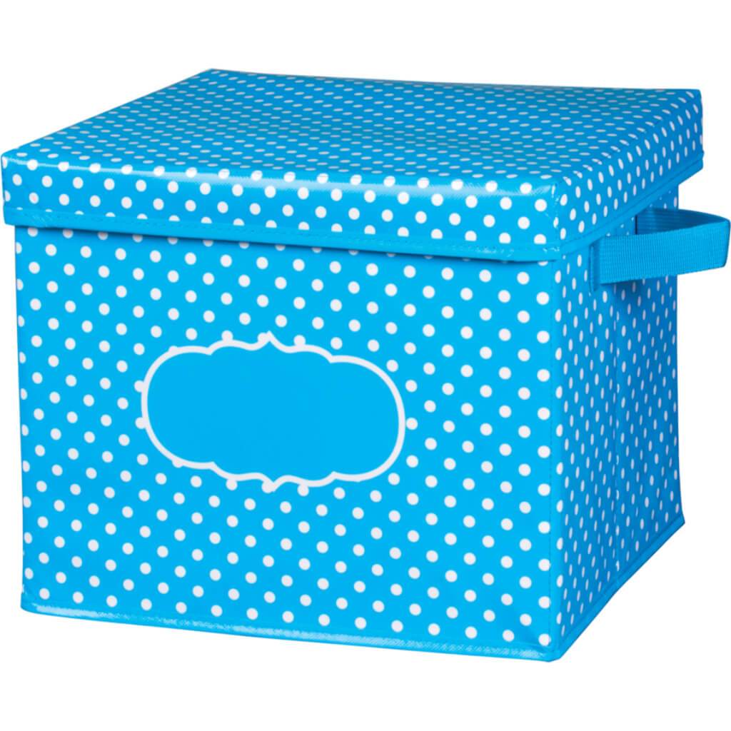 Aqua Polka Dots Storage Box 12X13X10.2In 