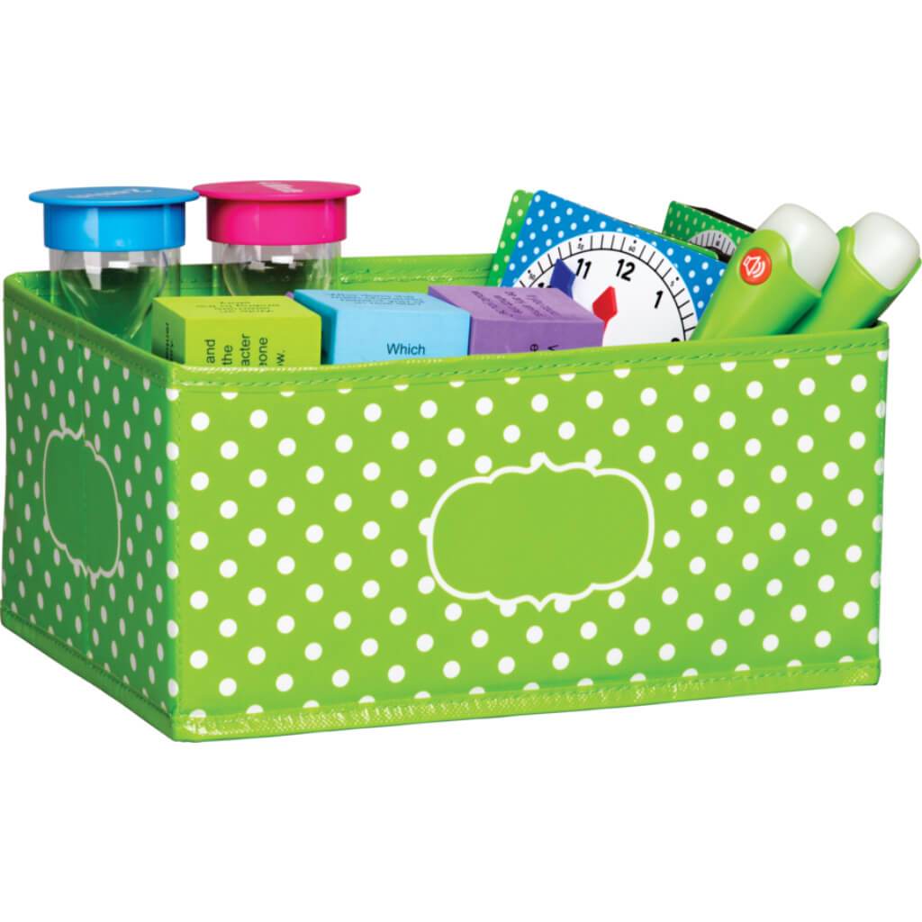 Lime Polka Dots Small Storage Bin 