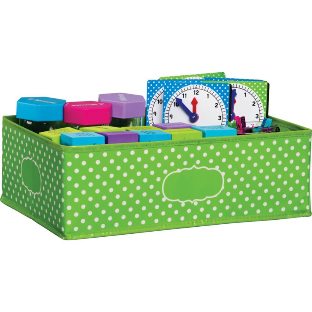 Lime Polka Dots Storage Bin