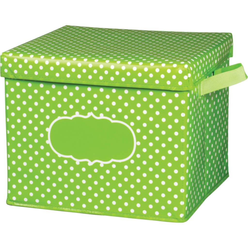 Lime Polka Dots Storage Box 12X13X10.2In 