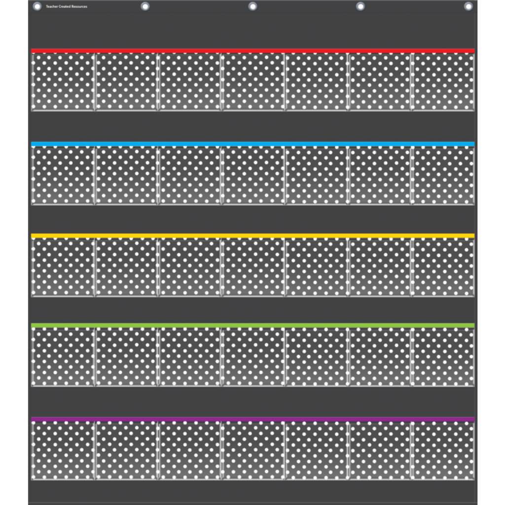 Black Polka Dots Storage Pocket Chart 