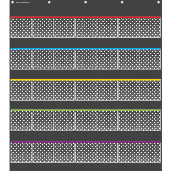 Black Polka Dots Storage Pocket Chart 