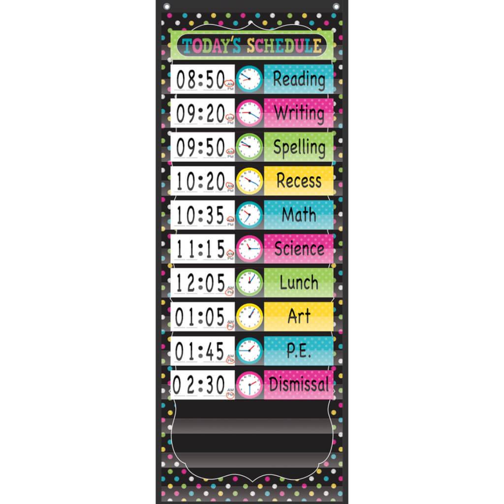 Chalkboard Brights 14 Pocket Daily Schedule Pocket Chart 