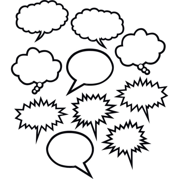 Black & White Speech-Thought Bubbles Accents