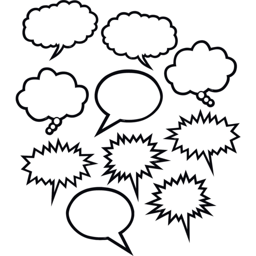 Black &amp; White Speech-Thought Bubbles Accents