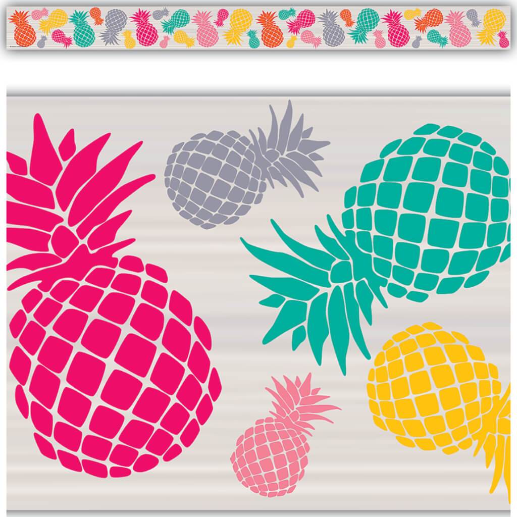 Tropical Punch Pineapples Straight Border Trim 