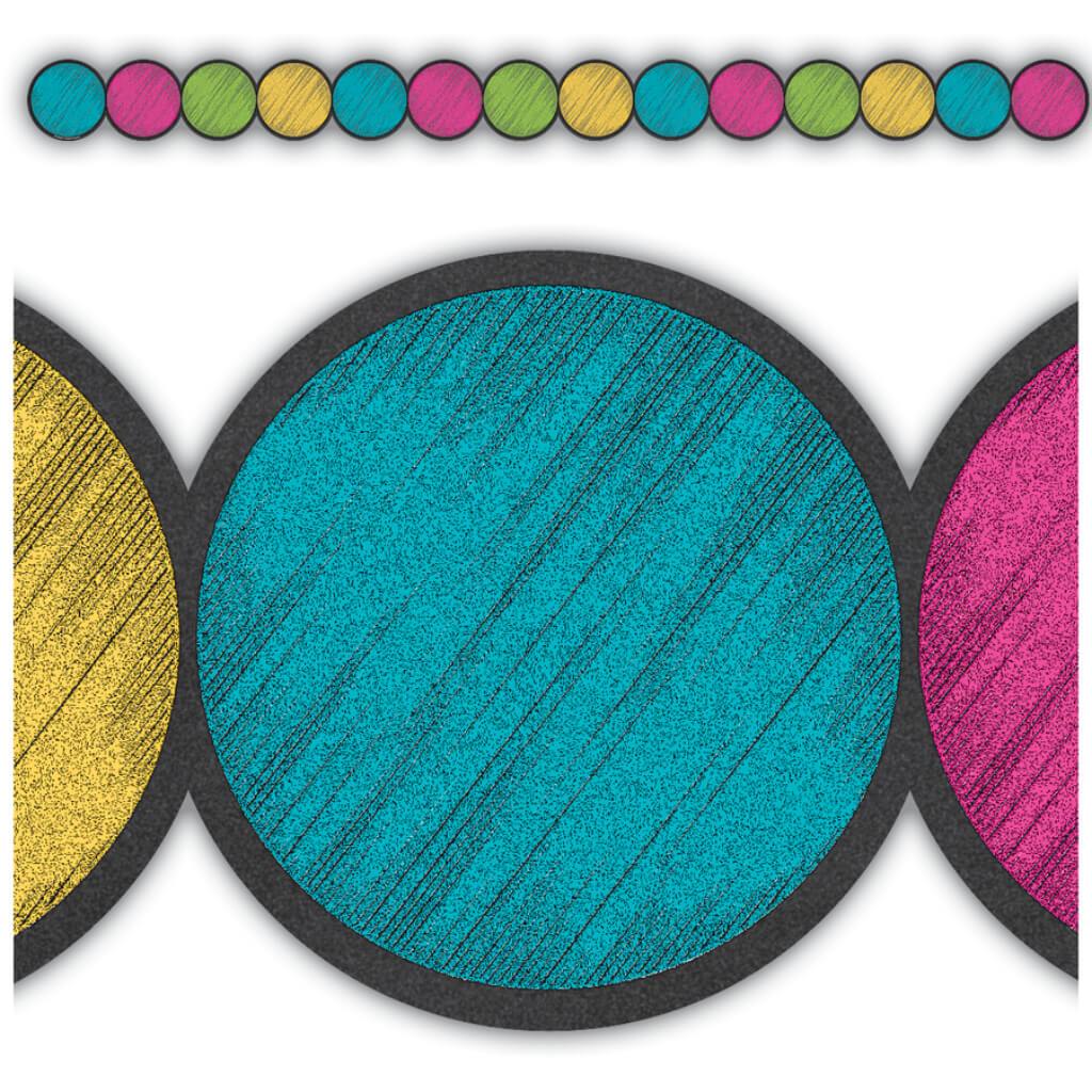 Chalkboard Brights Circles Die-Cut Border Trim