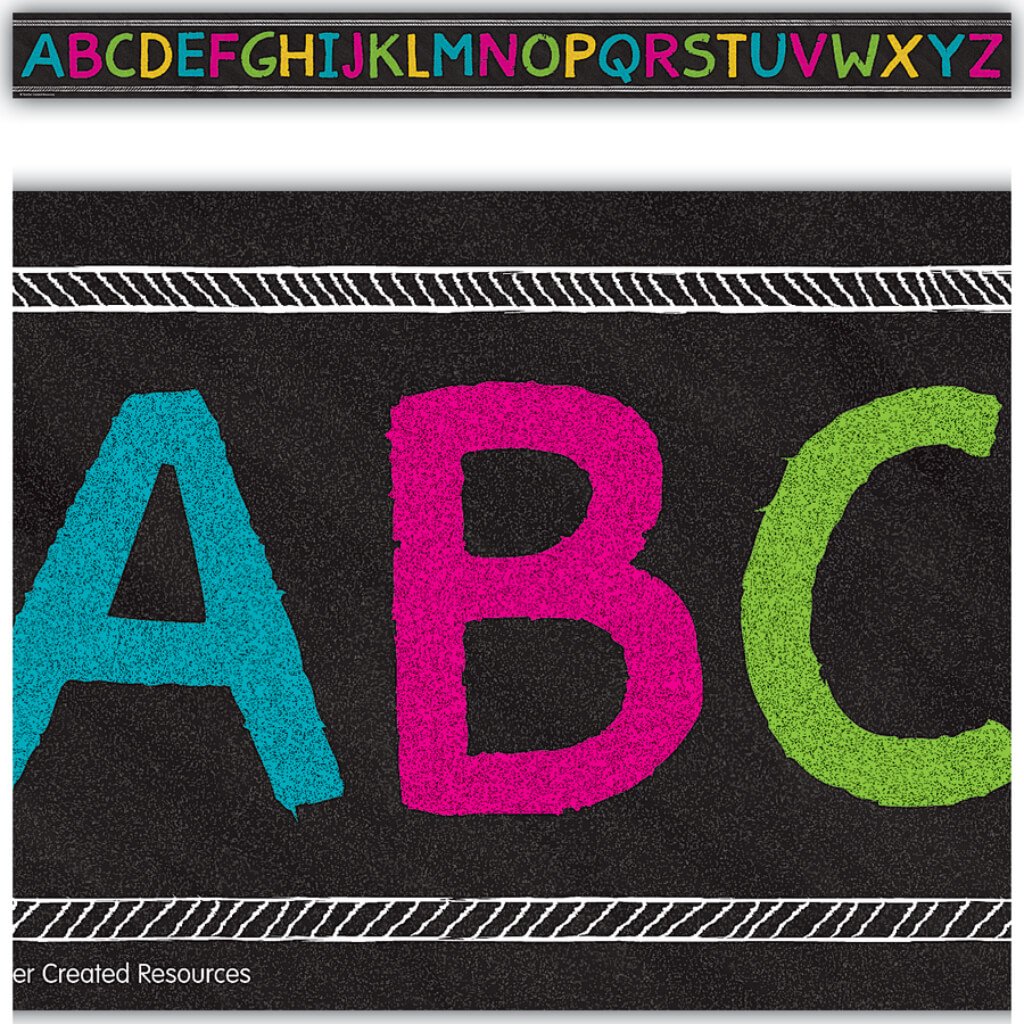 Chalkboard Brights Alphabet Straight Border Trim 