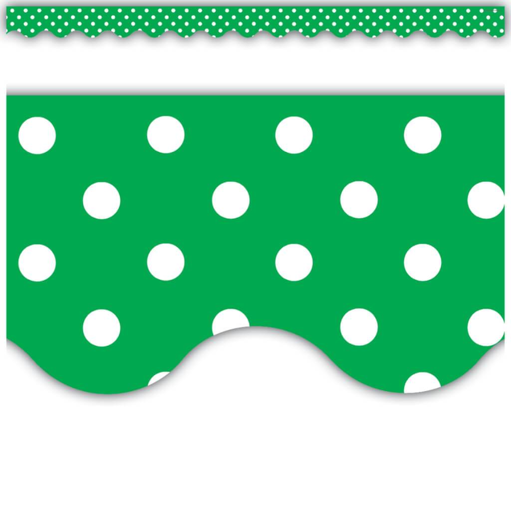 Green Mini Polka Dots Scalloped Border Trim 