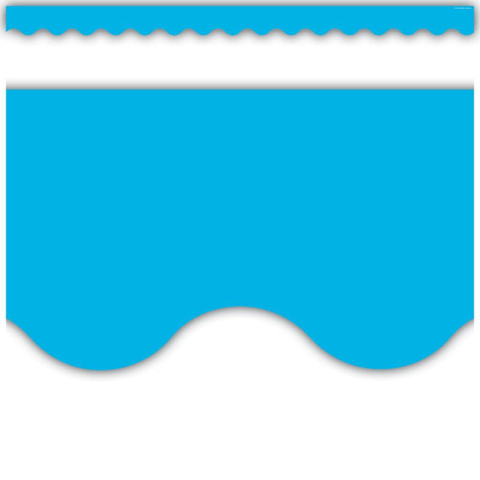 Aqua Solid Scalloped Border Trim 