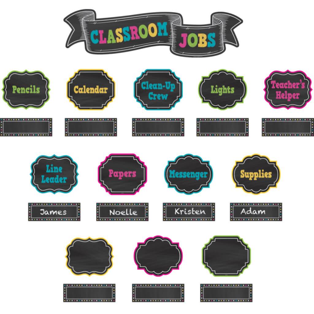 Chalkboard Brights Classroom Jobs Mini Bulletin Board