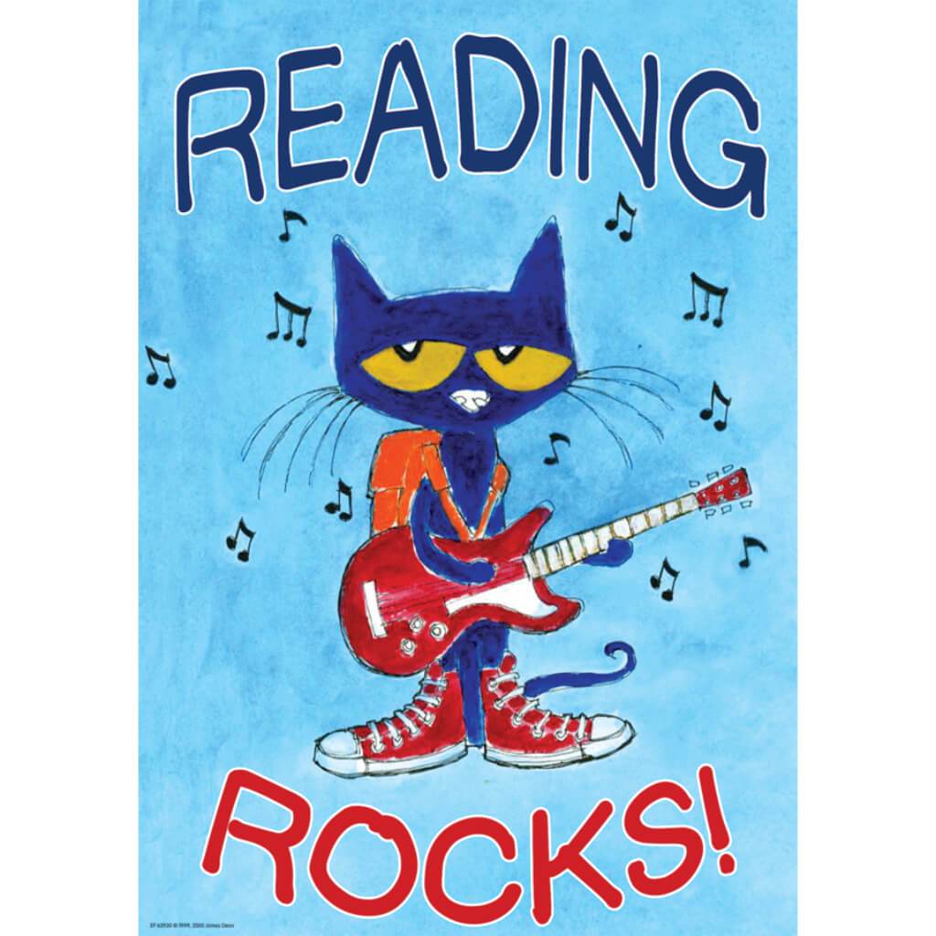 Pete The Cat Reading Rocks Positive Poster 