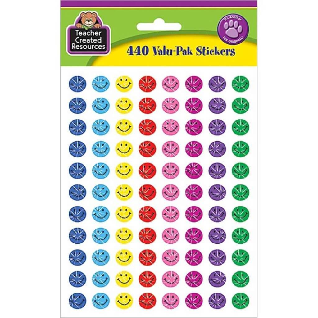 Mini Happy Face Sparkle Stickers