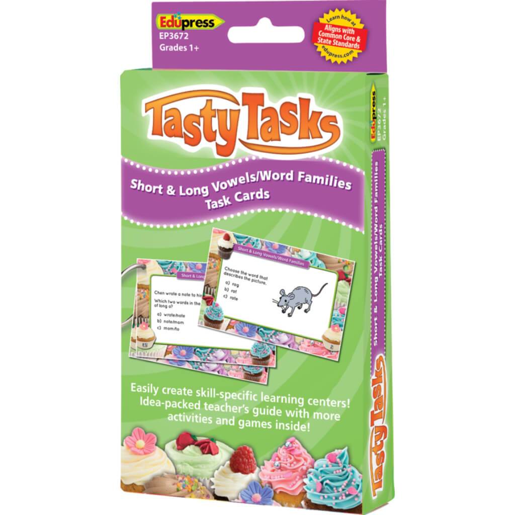 Tasty Task Cards: Short &amp; Long Vowels/Word Families 