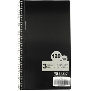 Bazic Notebook Spiral C/R 3-Subject 9.5in x 5.75in 120ct