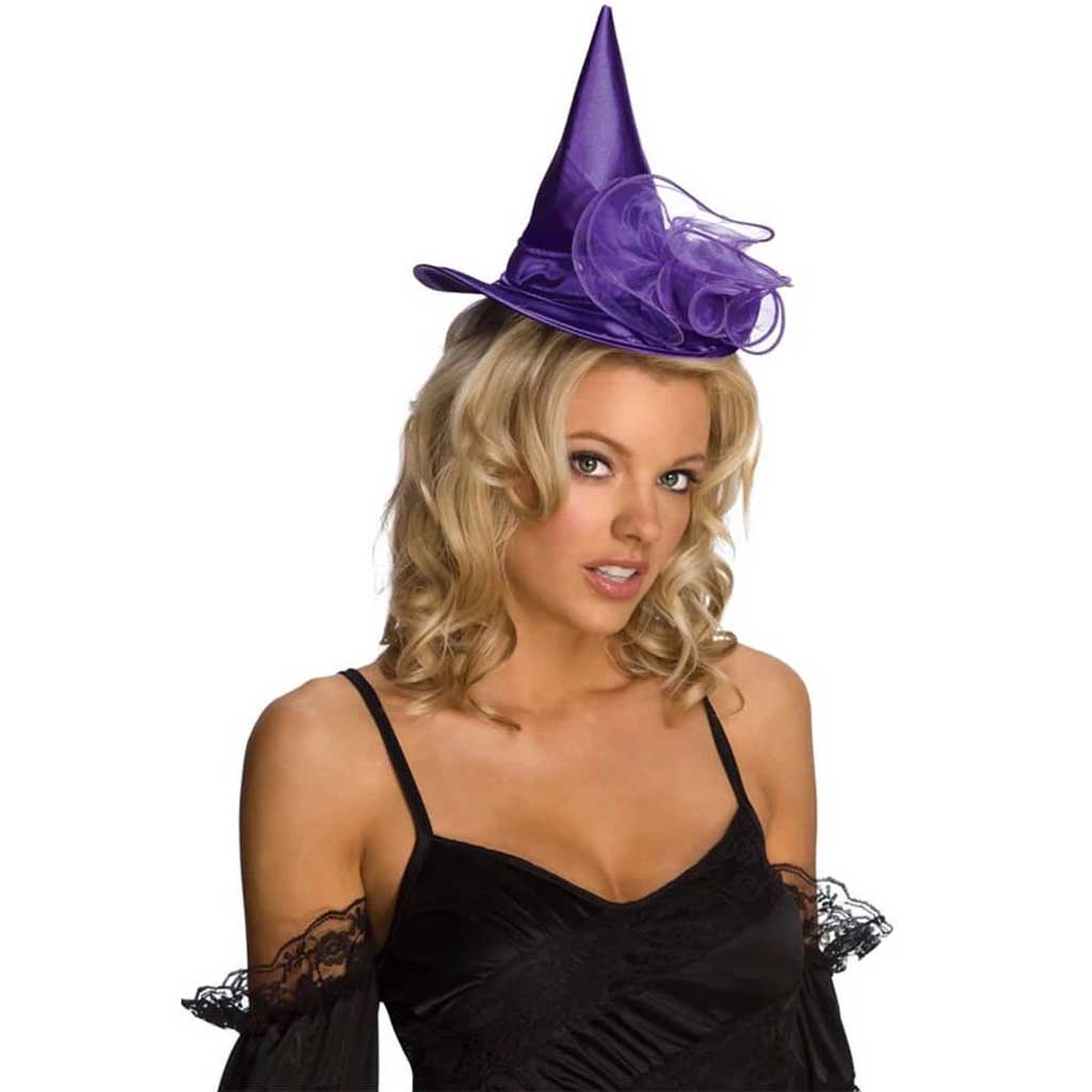 Mini Velour Witch Purple Hat