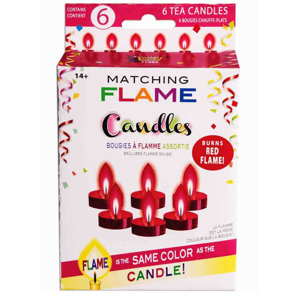 TEA LIGHT DECO MATCH FLAME RED 