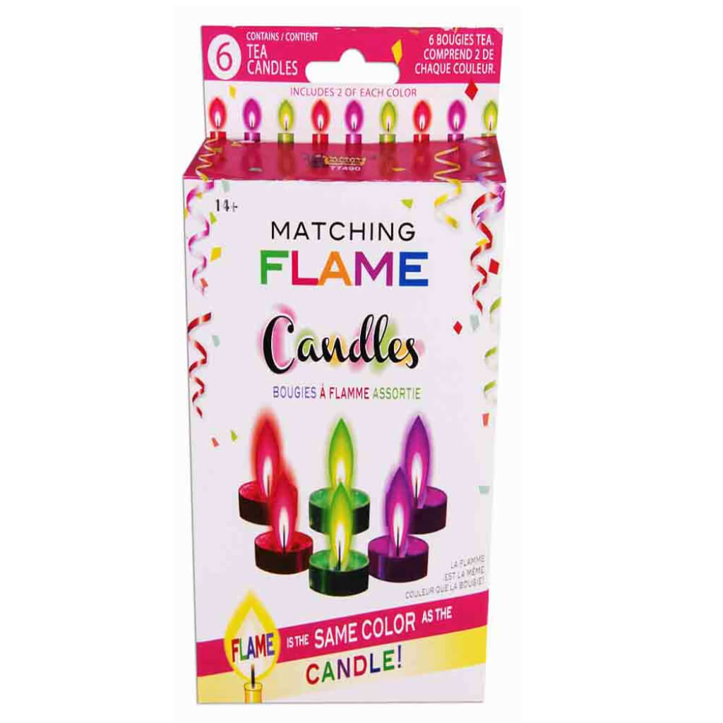 TEA LIGHT DECO MATCH FLAME ASSORTED 