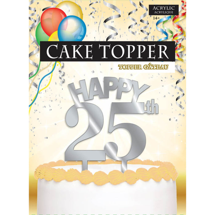 CAKE TOPPER "25" SILVER 