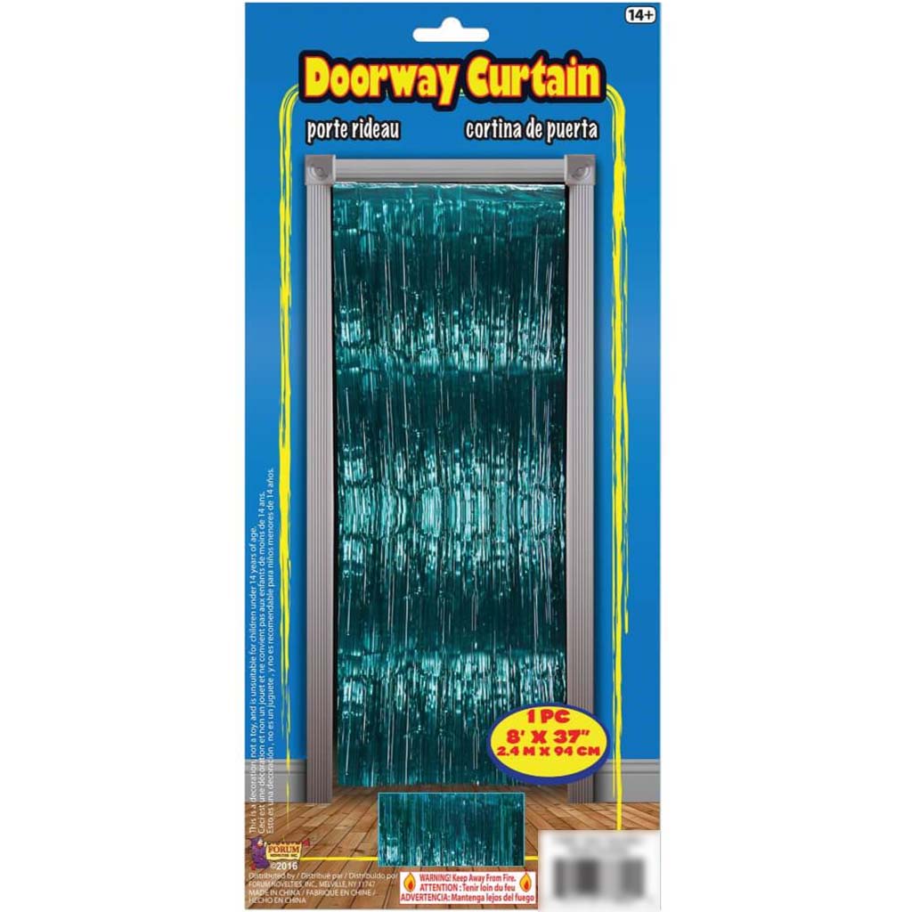 Tinsel Curtain 8ft x 37in Teal 