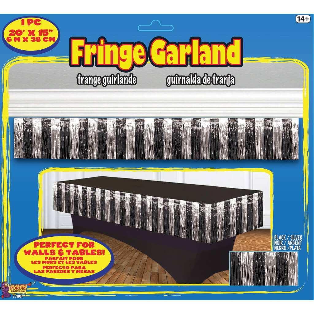 TINSEL GARLAND SILVER/BLACK 