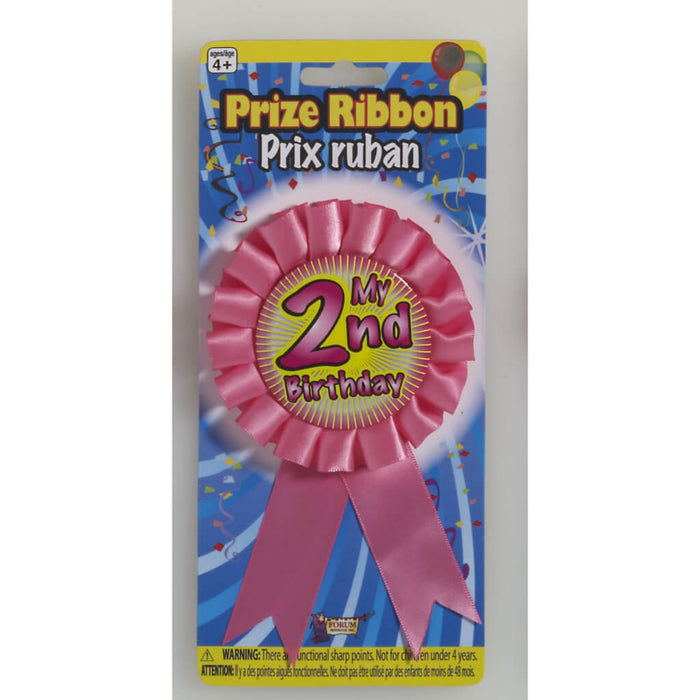 AWARD RIBBON MY 2ND B'DAY PINK 